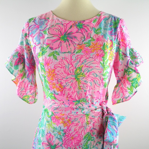 Lilly Pulitzer Darlah Stretch Ruffle Trim Mini Dress Multi Paradise Found 2 NWT - Picture 3 of 8